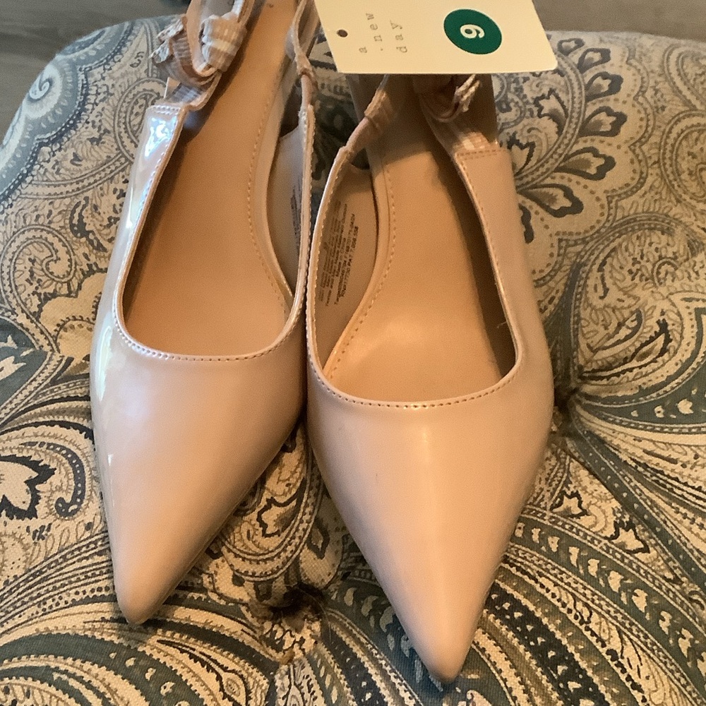 NWT Pointed Toe Nude Slingback Flats - Women's Size 9